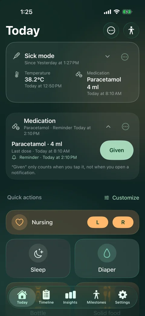 Medication with the last dose and a reminder