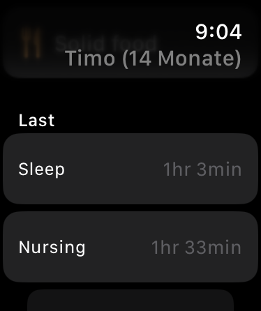 Livona Apple Watch screen with the most recent family moments