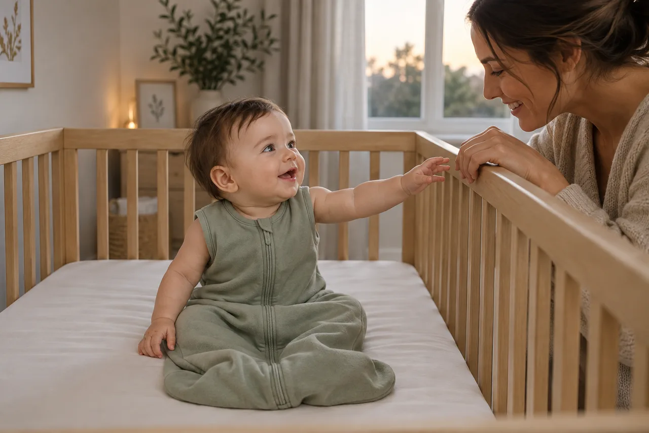 Waches Baby sucht vor dem Schlafen die Nähe eines Elternteils