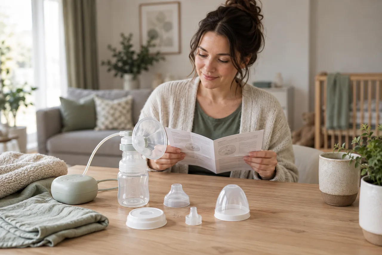 A prepared breast pump and clean collection bottle